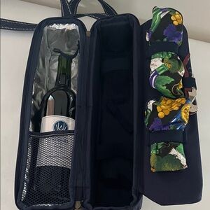 Navy Wine Carrier with Brown Accents